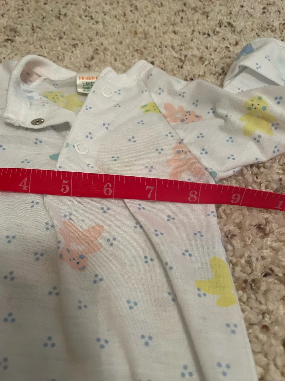 Vintage Healthtex Layette White Sleep Gown with Pastel Animal Prints
